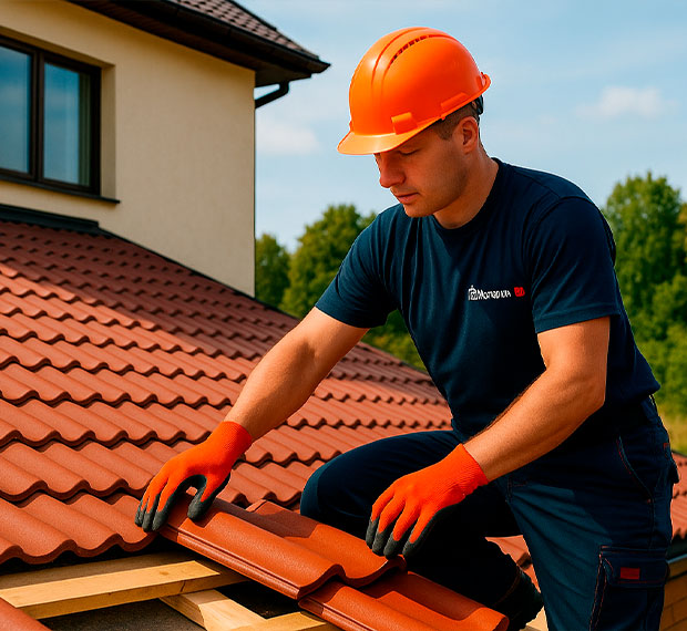 Монтаж кровли из натуральной черепицы в Оренбурге