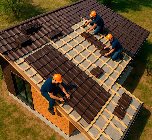 Монтаж 1-скатной крыши в Оренбурге